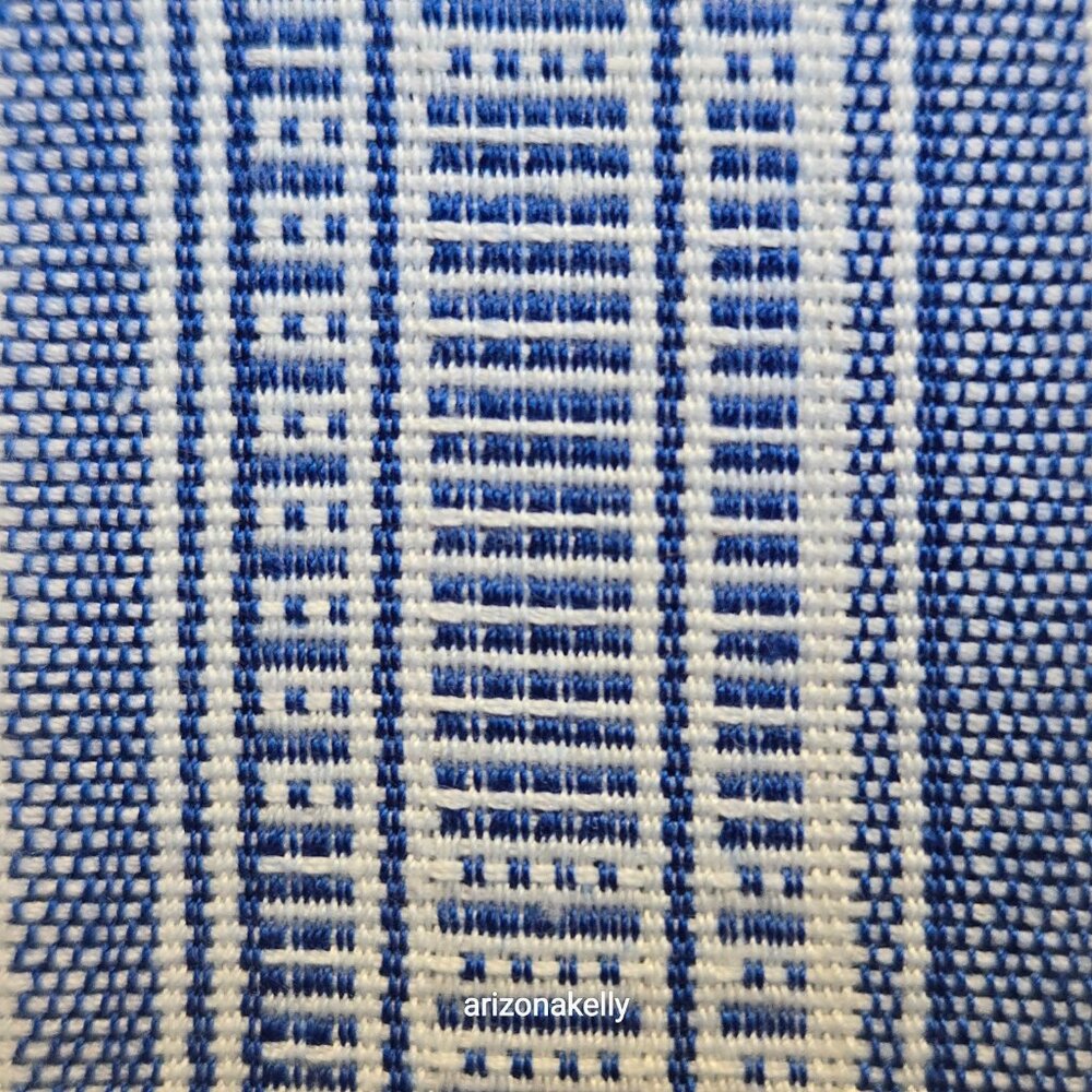 Cotton Linen Woven Scarf Blue & White - Picture 7 of 14
